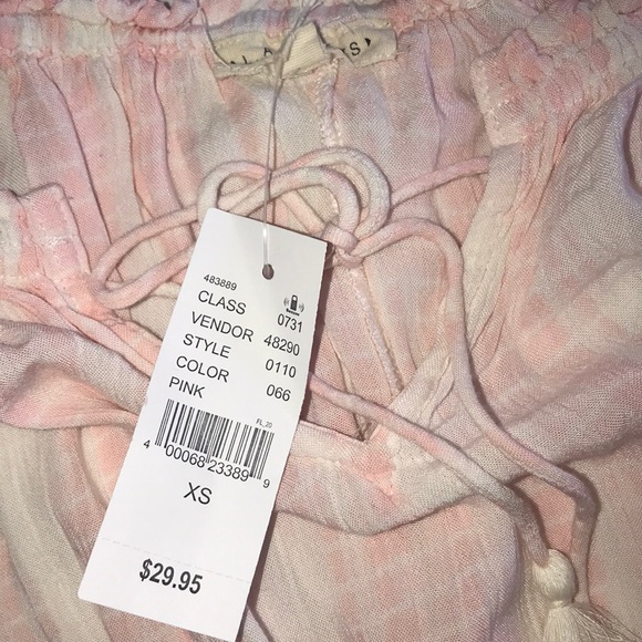 NEW PACSUN PINK/WHITE OFF THE SHOULDER CROP TOP - Picture 4 of 5